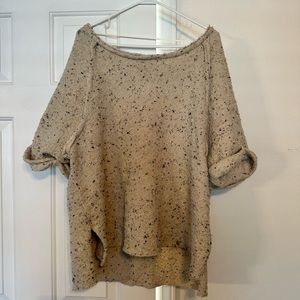 Free People Speckled Tan Crew Neck Sweater